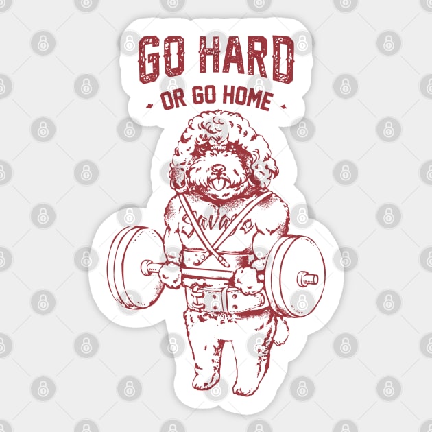 Go Hard or Go Home Poodle Sticker by huebucket